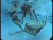 Twins &amp; Friend Playing in Pool