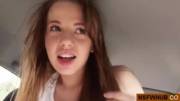Super hot teen fucking on back seat [GIF]