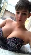 Short hair titty flash